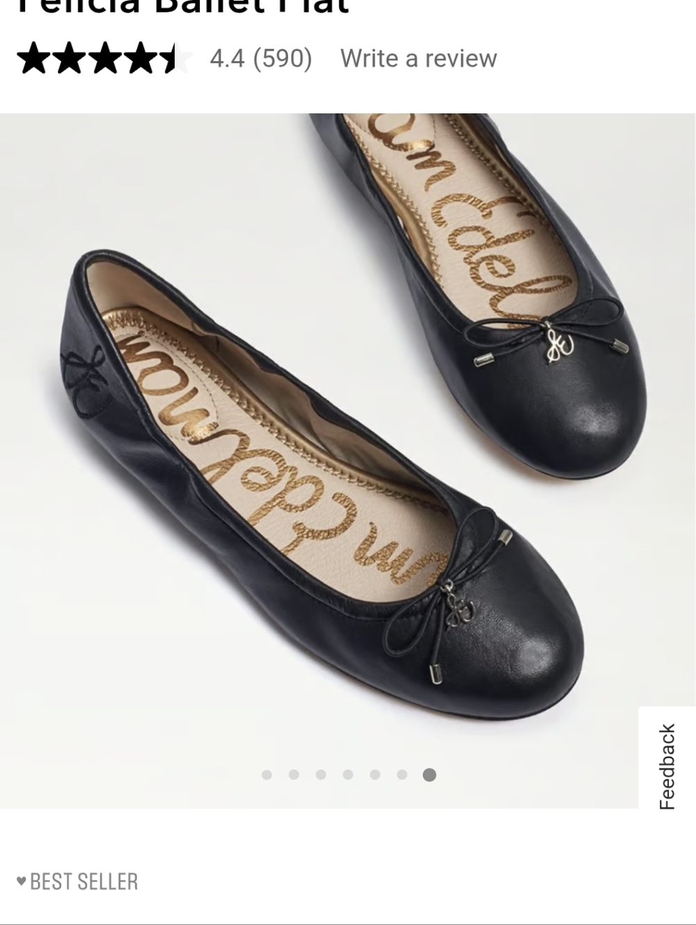 Sam Edelman Black Leather Ballet Flats with Bow
